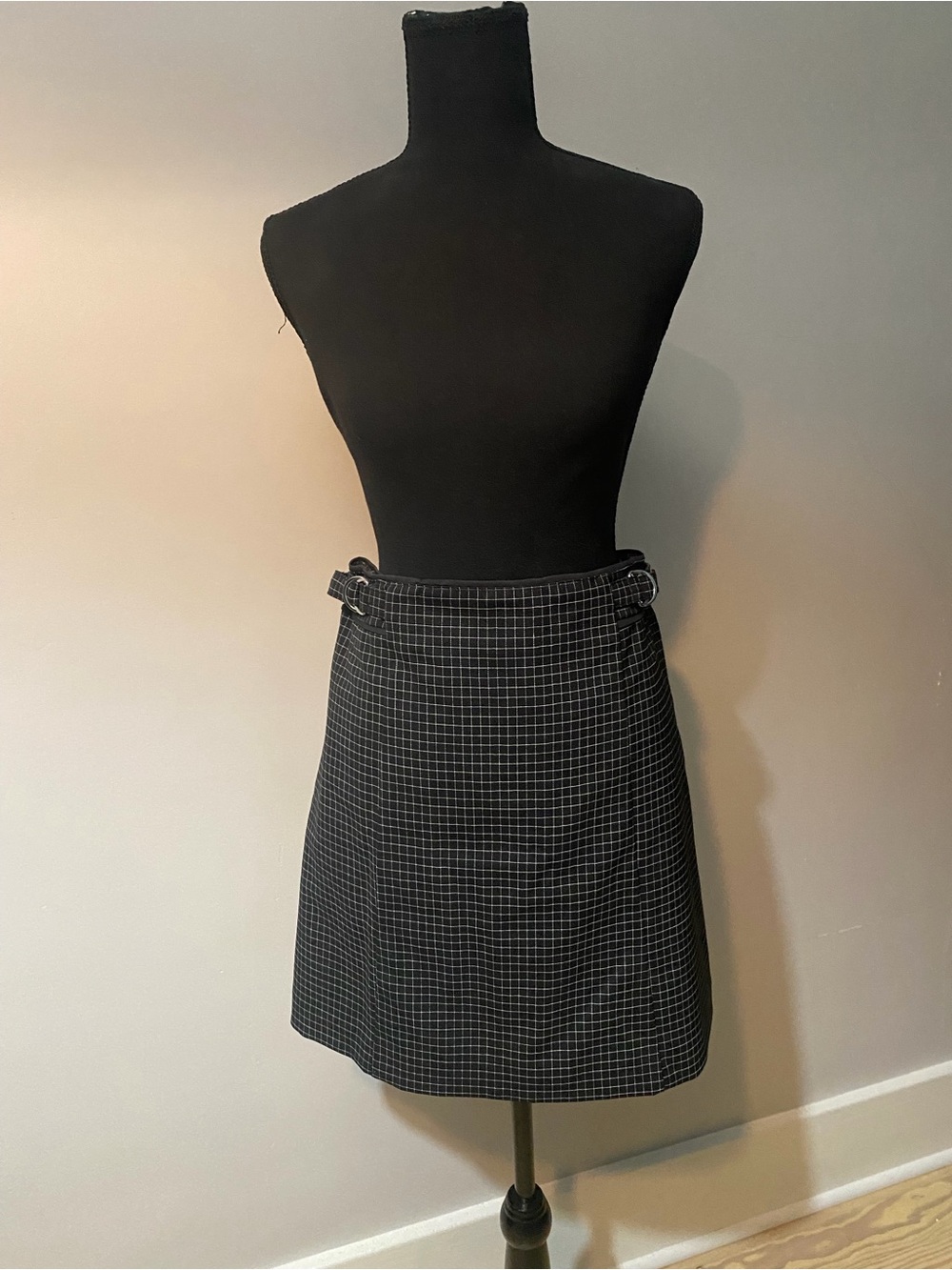Club Monaco Black Checked Mini Skirt